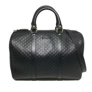 GUCCI guccissima Boston Bag Leather Black